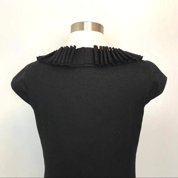 J Crew Black Ribbon Ravine Cap Sleeve Wool Dress S - Picture 10 of 12